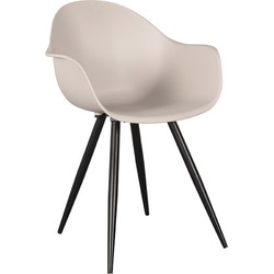 LABEL51 Eetkamerstoel Luca - Zand - Kunststof - Black Frame