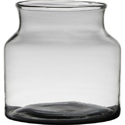 Transparante/grijze stijlvolle vaas/vazen van gerecycled glas 22 x 18 cm - Vazen