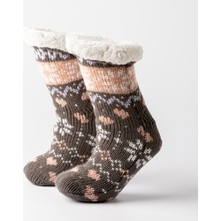 Geen merk NOOR - Huissokken - antislip - met sherpa voering - one size - Charcoal Gray - antraciet - Dutch Decor kerst collectie