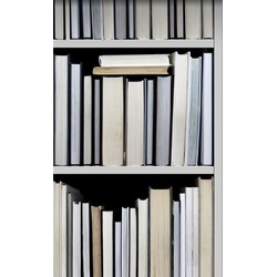 ESTAhome XXL behang boekenkast zwart, grijs, beige en wit - 50 x 900 cm - 158205