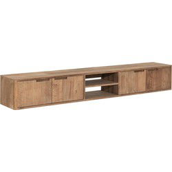DTP Home Hanging TV stand Bliss No.2 large, 4 doors, 2 open racks,30x210x35 cm | TEAKWOOD top