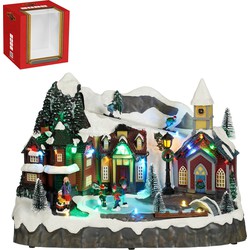 LuVille Kerstdorp Miniatuur Dorpsplein - L34 x B18 x H24 cm