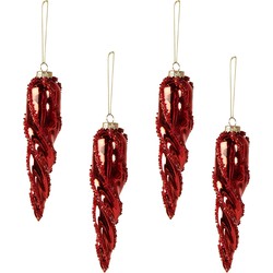 Clayre & Eef Kerstbal Set van 4  Ø 4 cm Rood Glas Kerstboomversiering