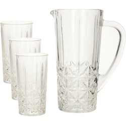 Vivalto Schenkkan/karaf - 1L - incl 6 drinkglazen - glas - 250 ml - Drinkglazen