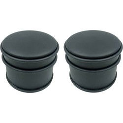 Set van 4x deurstoppers rond mat zwart 10 x 8 cm - Deurstoppers
