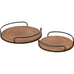 J-line - Set Van 2 Plateau Mdf/ijzer Naturel/zwart - 50x40x8cm