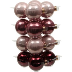 Othmar Decorations Kerstballen - 16x st - roze tinten - 8 cm - glas - Kerstbal