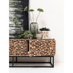 MUST Living TV stand Sticks, 2 doors and 1 drawer,50x145x40 cm, recycled teakwood
