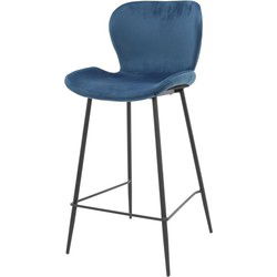 Barstoel Velvet - Blauw - Stoel Ronde Buis - Set van 4