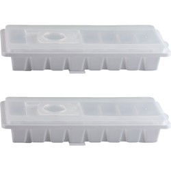 2x stuks ijsblokjes maken houders transparant met deksel 26 x 11 cm - IJsblokjesvormen