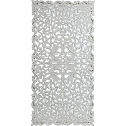 PTMD Livvy White antique MDF carved wall panel rectangl