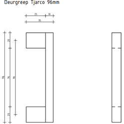 Deurgreep Tjarco - zwart - 96 mm - Industrieel - Handgreep - Kastgreep - Ladegreep