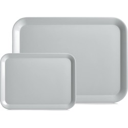 Dienblad - set 2x - grijs - kunststof - 24 x 18 cm en 44 x 32 cm - Dienbladen