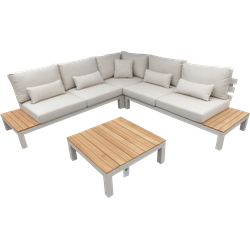 Vita cornerset camel sand/teak inclujsief natural mixed weave kussens