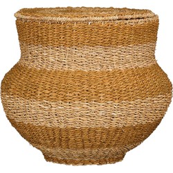 Mica Decorations Tacoma Opbergmand met Deksel - H48 x Ø55 cm - Jute - Geel