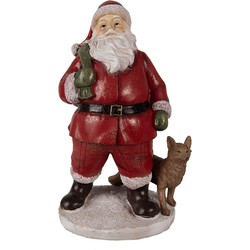 Clayre & Eef Beeld Kerstman 16x14x26 cm Rood Polyresin Kerstdecoratie