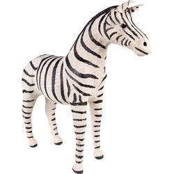 Clayre & Eef Beeld Zebra 44 cm Zwart Wit Papier Ijzer Textiel Woonaccessoires