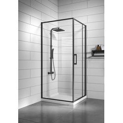 Badplaats Douchecabine Belize 90 x 90 x 190 cm - Zwart met Veiligheidsglas - Douchewand met Draaideur