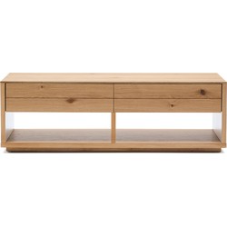 Kave Home - Salontafel Alguema, twee laden van eikenfineer met naturel afwerking 140 x 60 cm