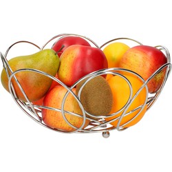 Ronde fruitschaal zilver 26 cm van metaal - Fruitschalen