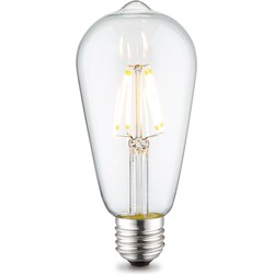 Edison Vintage LED filament lichtbron Drop - Helder - ST64 Deco - Retro LED lamp - 6.4/6.4/14cm - geschikt voor E27 fitting - Dimbaar - 6W 700lm 3000K - warm wit licht