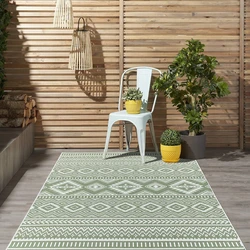 Hilaria Buitenkleed Groen vloerkleed - Voor Binnen & Buiten - 120 X 120 Rond CM