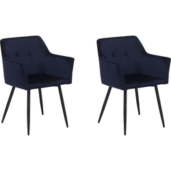 JASMIN - Eetkamerstoel - Donkerblauw - Fluweel