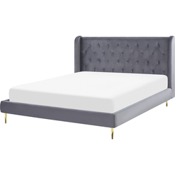 FORBACH  - Tweepersoonsbed - Grijs - 140 x 200 cm - Fluweel