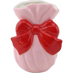 Vase - Bow - Dolomite - Pink/Red - 11x10x16cm