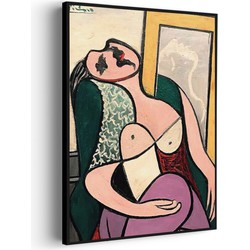 Muurwerken Akoestisch Schilderij - Picasso Meisje kijkend naar een spiegel 1932 - Geluidsdempend Wandpaneel - Wanddecoratie - Geluidsisolatie - PRO (AW 0.90) L (72X100)