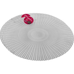 Set van 2x stuks ronde kunststof dinner placemats zilver met diameter 40 cm - Placemats