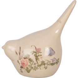 Clayre & Eef Decoratie Beeld Vogel 14x9x15 cm Beige Keramiek