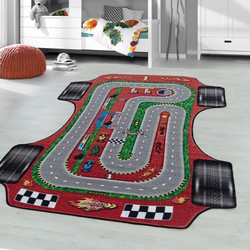 Tapijtenloods Play Vloerkleed Kinderkamer Formule 1 Laagpolig Rood- 100x150 CM