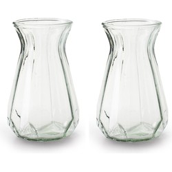 2x Stuks Bloemenvazen - helder/transparant glas - H18 x D11.5 cm - Vazen