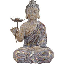 Buddha zittend in rood/bruin van poly, B35 x D24 x H48 cm