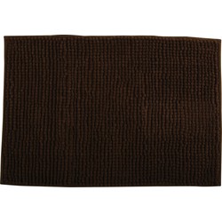 MSV Badkamerkleed/badmat voor op de vloer - bruin - 60 x 90 cm - Microvezel - Badmatjes