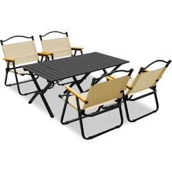 Feel Home - Luxe Glamping set - 4 stoelen en tafel - Inklapbaar - Met draagtas