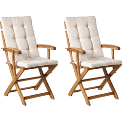 MAUI PREMIUM - Tuinstoel set van 2 - Lichtbeige/Bruin - Acaciahout