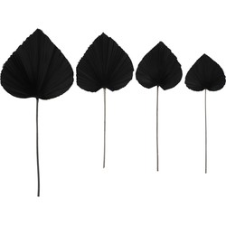 Decoratief palmblad set van 4 - Zwart - Palmblad