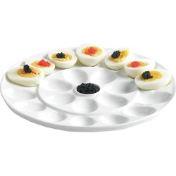 Eieren/hapjes serveerschaal/eierschaal/eierbord wit 26 cm - Serveerschalen