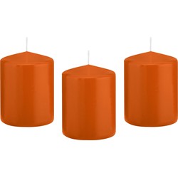 8x Kaarsen oranje 6 x 8 cm 29 branduren sfeerkaarsen - Stompkaarsen