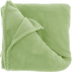 Fleece deken/plaid Claudi 150 x 200 cm - kiwi groen - Plaids