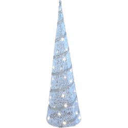 LED piramide kerstboom - H59 cm - wit - kunststof - kerstverlichting - kerstverlichting figuur