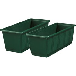 Set van 4x stuks plantenbakken donker groen rechthoekig 40 x 17,5 x 14,5 cm - Plantenbakken