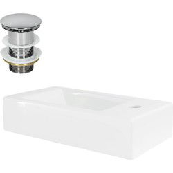 Wastafel incl. zilveren afloop zonder overloop 46x26x11 cm wit keramiek ML design