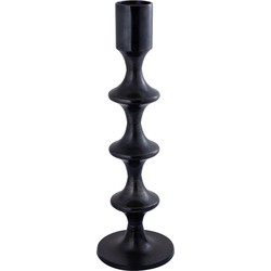 PTMD Taika Black alu round candle holder tabs high