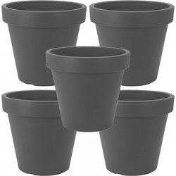 5x Antraciet grijze plantenpotten 30 cm van kunststof - Plantenpotten