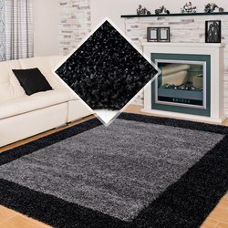 Tapijtenloods Basic Shaggy Kader vloerkleed Antraciet / Grijs Hoogpolig- 240x340 CM