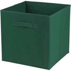 Urban Living Opbergmand/kastmand Square Box - karton/kunststof - 29 liter - donker groen - 31 x 31 x 31 cm - Opbergmanden
