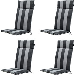 Madison -  Tuinstoelkussen Hoge Rug Alice grey - Ca. 120x50 cm - Set van 4